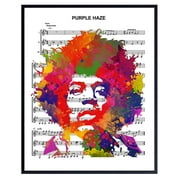 ADALE Jimi Hendrix Poster, Wall Art, Home Decoration - Graffiti Pop Art Decor for Apartment, Music Studio - Urban Street Art Style Purple Haze Sheet Music Picture Print - Gift Unframed 8x10 Inch